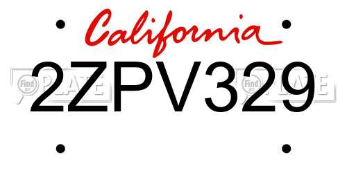 2ZPV329 California License Plate