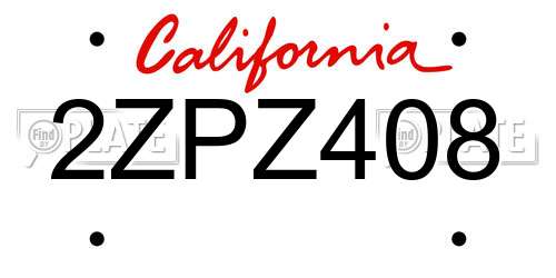 2ZPZ408 California License Plate