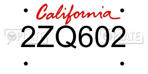 2ZQ602 California License Plate