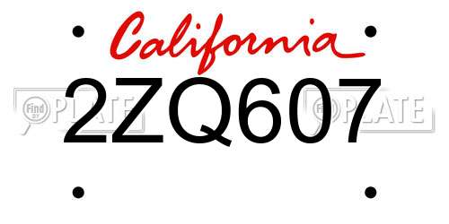 2ZQ607 California License Plate