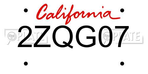 2ZQG07 California License Plate