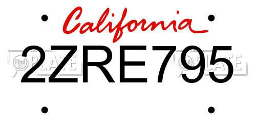 2ZRE795 California License Plate