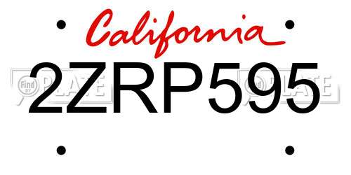 2ZRP595 California License Plate