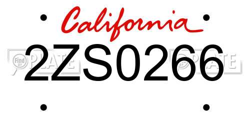 2ZS0266 California License Plate