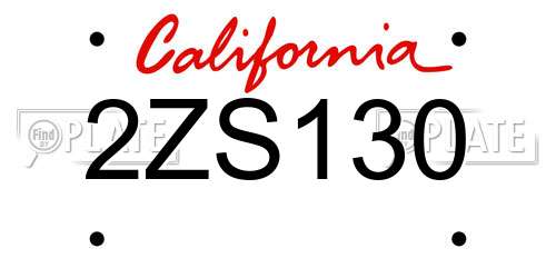 2ZS130 California License Plate