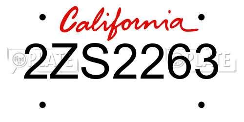 2ZS2263 California License Plate
