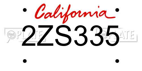 2ZS335 California License Plate