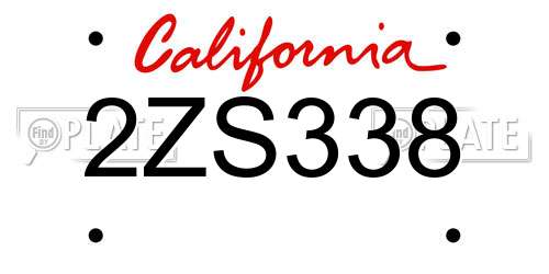 2ZS338 California License Plate