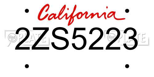 2ZS5223 California License Plate