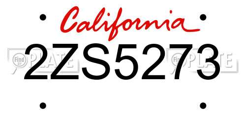 2ZS5273 California License Plate