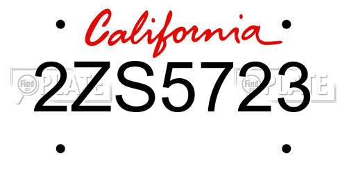 2ZS5723 California License Plate