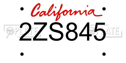2ZS845 California License Plate