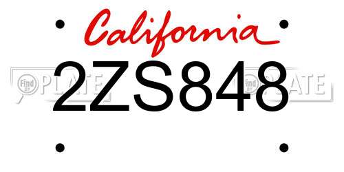 2ZS848 California License Plate