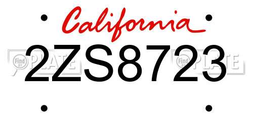 2ZS8723 California License Plate