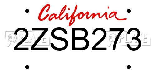2ZSB273 California License Plate