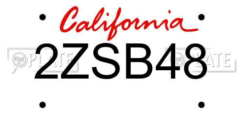 2ZSB48 California License Plate
