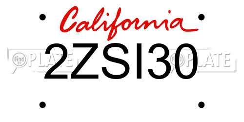 2ZSI30 California License Plate