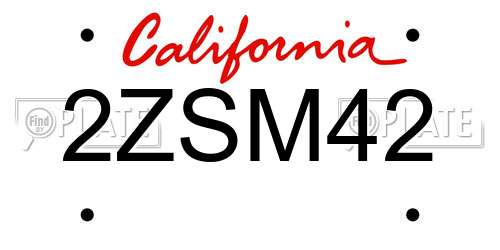 2ZSM42 California License Plate