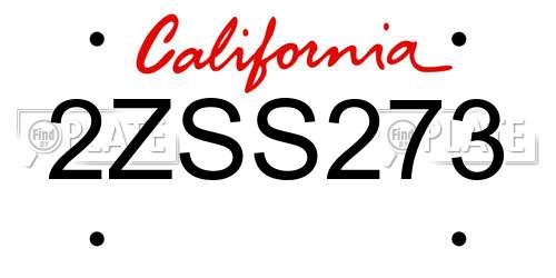 2ZSS273 California License Plate