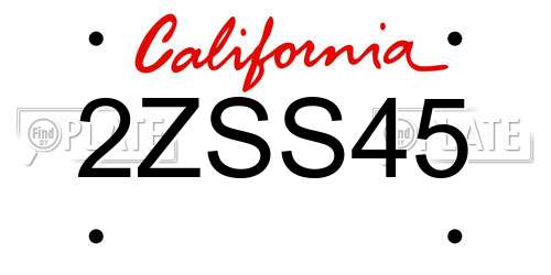 2ZSS45 California License Plate