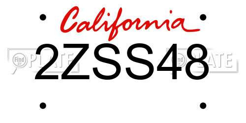 2ZSS48 California License Plate