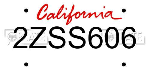 2ZSS606 California License Plate