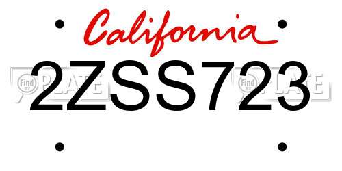 2ZSS723 California License Plate