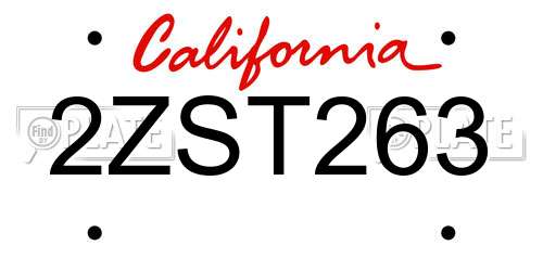 2ZST263 California License Plate