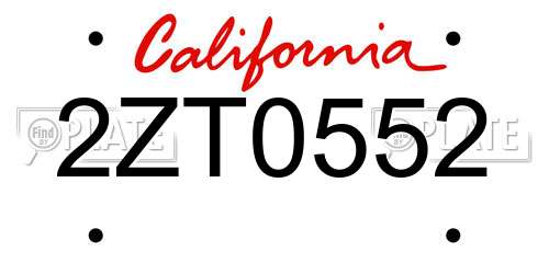 2ZT0552 California License Plate