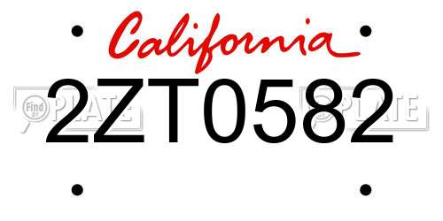 2ZT0582 California License Plate