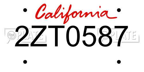 2ZT0587 California License Plate