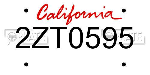 2ZT0595 California License Plate