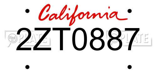 2ZT0887 California License Plate