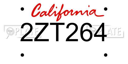 2ZT264 California License Plate