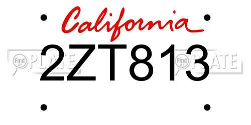 2ZT813 California License Plate