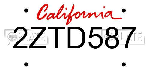 2ZTD587 California License Plate