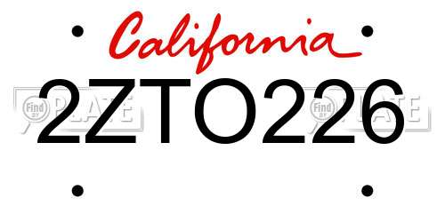 2ZTO226 California License Plate