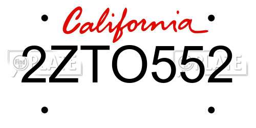 2ZTO552 California License Plate