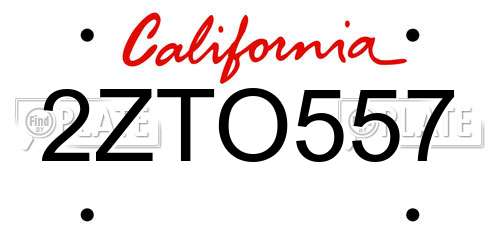 2ZTO557 California License Plate
