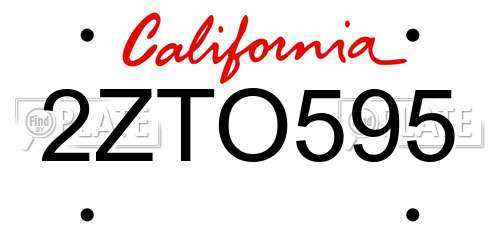 2ZTO595 California License Plate