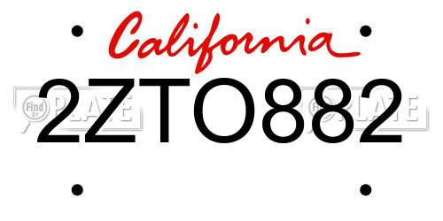 2ZTO882 California License Plate