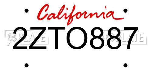 2ZTO887 California License Plate