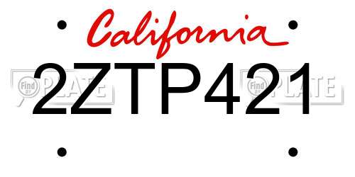 2ZTP421 California License Plate