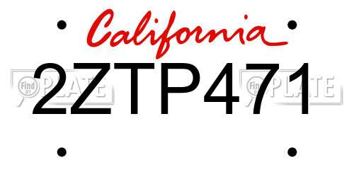 2ZTP471 California License Plate