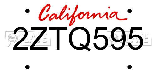 2ZTQ595 California License Plate