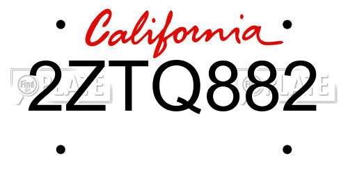 2ZTQ882 California License Plate