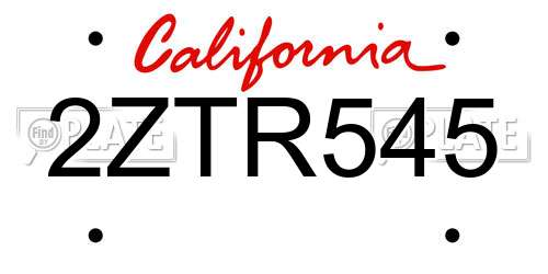 2ZTR545 California License Plate