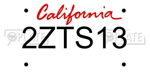 2ZTS13 California License Plate