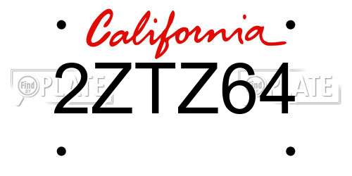 2ZTZ64 California License Plate