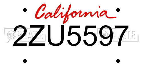 2ZU5597 California License Plate